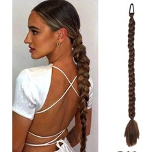 Marsilyan Ikili Örgü Lastik Tokalı At Kuyruğu - Açık Kahve