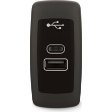 USB Şarj Cihazı 12V 24V 4.2A Type-C Type-A Sanel SUC15B