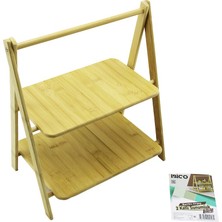 İlanib Ticaret Stand - Ayaklı  2 Katlı Ahşap - Bambu Servis Sunum Tahtası 18X28CM -- 22X28CM (5567)