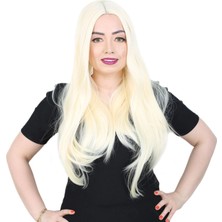 Marsilyan Fiber Sentetik Uzun Düz Peruk - Açık Platin