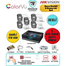 Hikvision Gece Renkli 5 Kameralı Ahd Güvenlik Seti 2mp Sesli 1tb Dahili SSD 16 Kanal Dvr