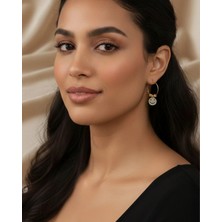 Gold Görünümlü Gülen Yüz Küpe