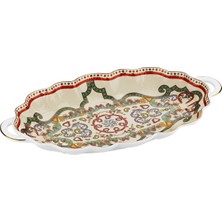 LuckyArt Velora Bone 27 cm Kulplu Oval Servis Tabağı