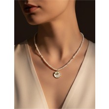 Minimal Inci Taşlı Gold Kaplama Kadın Kolye