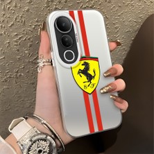 HONTINGA Vivo V50 Lite ile Uyumlu Kılıfı Silikon Kenar Sert Arka Düşüme Önleyici Basitlik Anti Düşme Kamera Korumali Ferrari Desen Telefon Kılıfı Kadın ve Erkek Için Uygundur K1-1109