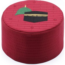 Sarıkhane Hac Umre Kalıp Sarık Takkesi – Bordo – Mekke Medine – Keçe