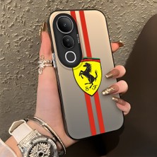 HONTINGA Vivo V50 Lite ile Uyumlu Kılıfı Silikon Kenar Sert Arka Düşüme Önleyici Basitlik Anti Düşme Kamera Korumali Ferrari Desen Telefon Kılıfı Kadın ve Erkek Için Uygundur K1-1109