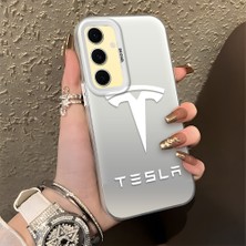 HONTINGA Samsung Galaxy S24 Fe ile Uyumlu Kılıfı Silikon Kenar Sert Arka Düşüme Önleyici Basitlik Anti Düşme Kamera Korumali Tesla Desen Telefon Kılıfı Kadın ve Erkek Için Uygundur K1-1112