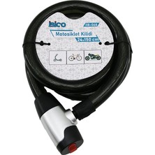İlanib Ticaret Anahtarlı Aç-Kapa Kilit Kapaklı Motor - Bisiklet Kilit Çelik Tel Siyah Şeffaf Kılıf 24MMX150CM (5567)