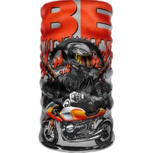 Crown Micro Urban Rider Agresif Bandana Turuncu-Gri Graffiti Motorcu Boyunluğu Moto Buff Kask Altı Balaklava