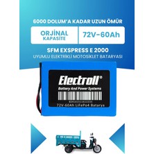 Electroll Sfm Exspress E 2000 Batarya (Standart Kapasite) Lifepo4 72V 60AH Elektrikli Motosiklet Bataryası