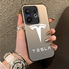 HONTINGA Vivo X200 Fe ile Uyumlu Kılıfı Silikon Kenar Sert Arka Düşüme Önleyici Basitlik Anti Düşme Kamera Korumali Tesla Desen Telefon Kılıfı Kadın ve Erkek Için Uygundur K1-1112