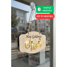 Kutaydan Gold Pleksi Detaylı 3D Ahşap Açık-Kapalı Tabelası - Akçaağaç