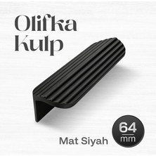 Badem10 Olifka Çizgili Mat Siyah Çekmece Kulp 64 mm (6,4 Cm) Modern Lüks Mobilya Dolap Çekmece Kulbu Metal