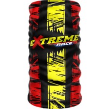 Crown Micro Siyah Kırmızı Sarı Ekstrem Yarış Temalı Çok Amaçlı Bandana Boyunluk Motorcu Buff Kask Altı Balaklava