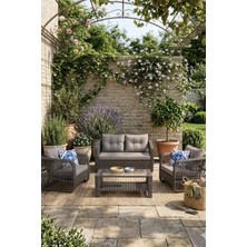 Kalyon Home Pucon Gri Bahçe Balkon Rattan Oturma Grubu 4 Kişilik 2+1+1 Koltuk Takımı