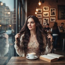 Marsilyan Uzun Su Dalgası Fiber Sentetik Peruk - Kızıl Kahve