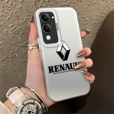 HONTINGA Vivo Y29S ile Uyumlu Kılıfı Silikon Kenar Sert Arka Düşüme Önleyici Basitlik Anti Düşme Kamera Korumali Renault Desen Telefon Kılıfı Kadın ve Erkek Için Uygundur K1-1104