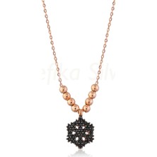 Kuyumcudükkanı Kuyumcudukkani Siyah Taşlı Gold Toplu "kartanesi" Figürlü KOLYE-20638-R-BLK
