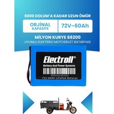 Electroll Milyon Kurye 68200 Batarya (Standart Kapasite) Lifepo4 72V 60AH Elektrikli Motosiklet Bataryası