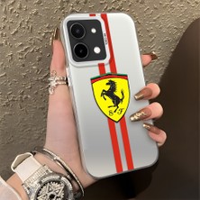 HONTINGA Vivo Y28 ile Uyumlu Kılıfı Silikon Kenar Sert Arka Düşüme Önleyici Basitlik Anti Düşme Kamera Korumali Ferrari Desen Telefon Kılıfı Kadın ve Erkek Için Uygundur K1-1109