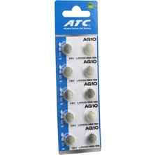 İlanib Ticaret Atc Alkaline Button Battery AG10 LR-1130/389/189 Düğme Pil Alkalin 1.5V 10LU Kart (5567)