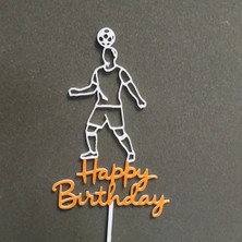 Liya3D Futbolcu Temalı Happy Birthday Pasta Süsü 17 cm – 3D Baskı Pla Sağlığa Zararsız Cake Topper C