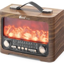 Pileli Store Bluetooth Fm Nostaljik Hoparlör Alev Efektli USB Tf 25.7 x 14.5 x 19.4 cm - Kahverengi FP821