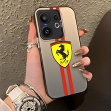 HONTINGA Vivo X200 Fe ile Uyumlu Kılıfı Silikon Kenar Sert Arka Düşüme Önleyici Basitlik Anti Düşme Kamera Korumali Ferrari Desen Telefon Kılıfı Kadın ve Erkek Için Uygundur K1-1109