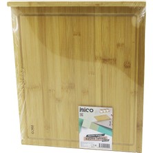 İlanib Ticaret 38X45CM Ahşap Bambu Kesim Panosu - Kesme Tahtası Tezgah Üstü  Kanallı - Kenar Destekli (5567)