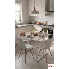 Ayz Vorkır 2 Katlanır Çalışma Masası Yemek Masası Mutfak Masası Balkon Masası Beyaz - Beyaz