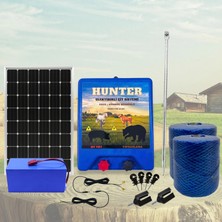 Hunter Profesyonel 1000MT Domuz - Ayı Kovucu Elektrikli Çit Sistemi Güneş Panelli Lityum Akülü