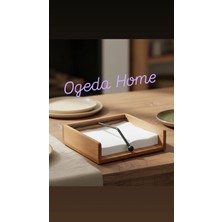 Ogeda Home Mien Akasya Ahşap Peçetelik – Metal Tutuculu Masa Üstü Peçete Dispenseri