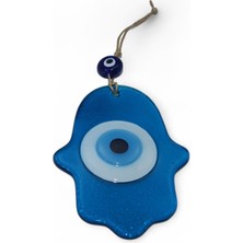 Hediyegeldi Fatma Ana Eli Büyük Nazar Boncuğu Füzyon Cam Turkuaz (Transparan,15 cm, 4mm)