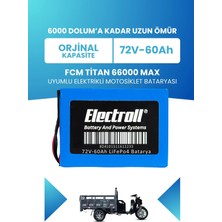 Electroll Fcm Titan 66000 Max Batarya (Standart Kapasite) Lifepo4 72V 60AH Elektrikli Motosiklet Bataryası