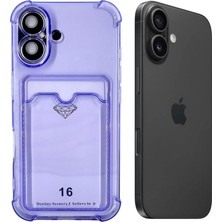 Cavora Iphone 16 Uyumlu Kamera Korumalı Kartlıklı Köşeleri Airbag Tasarımlı Darbe Önleyici Şeffaf Silikon Kılıf