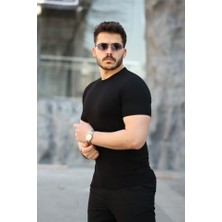 Amorluxe Erkek Viskon Kumaş Bisiklet Yaka Basic Tişört