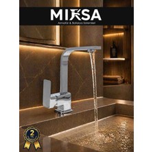 Mixsa Lüx Krom Kare Lavabo Bataryası, Musluğu, Ağır Gövde Kaliteli