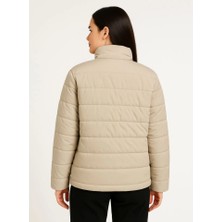 Amorluxe Bomber Mont Ceket – Su Itici Kumaş, Kapitone Astarlı, Fermuarlı, Kışlık - Bej