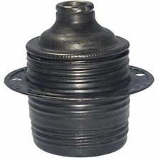 Şahnet E14 Metal Dişli Gri Duy - Porselen Iç Yapılı Vintage Dekoratif Lamba Duyu