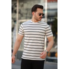 Amorluxe Erkek Çizgili Kısa Kollu T-Shirt