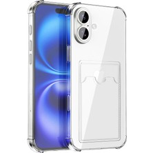 Cavora Iphone 16 Uyumlu Kamera Korumalı Kartlıklı Köşeleri Airbag Tasarımlı Darbe Önleyici Şeffaf Silikon Kılıf