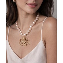 Ahtapot Figürlü Gerçek Inci Kadın Kolye