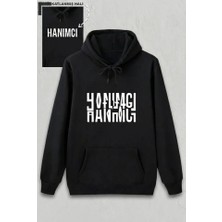 Amorluxe Sevgililer Günü Özel Kapüşonlu Hanımcı Baskılı Oversize Sweatshirt - Siyah