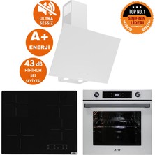 Afm Tech ve Ferre Marka Sessiz Edge Elek.vitro Beyaz Dijital Ankastre Set (D078-SA + V6-04 +FM7701)