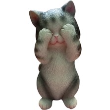Hediyegeldi Bilge Kedi Dekoratif Kedi Biblosu Gri ( Kötülüğü Görme)