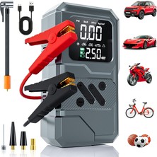 Robeve Taşınabilir Şarjlı Araç Akü Takviye Cihazı – 4in1 Çok Fonksiyonlu Akım Korumalı Jump Starter Powerbank, LED Fenerli, USB Hızlı Şarj, Acil Araç Çalıştırma Power Supply