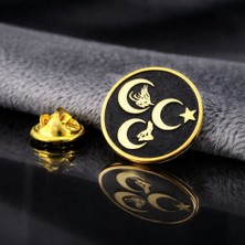 kuyumcudan Üç Hilal Türk Figürlü 925 Ayar Yaka Rozeti