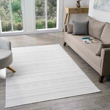 Pera Halı Krem Bej Etnik Şerit Desenli Modern Halı - ND15502KS