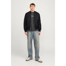 Amorluxe Unisex Içi Astarlı Düz Bomber Ceket - Siyah